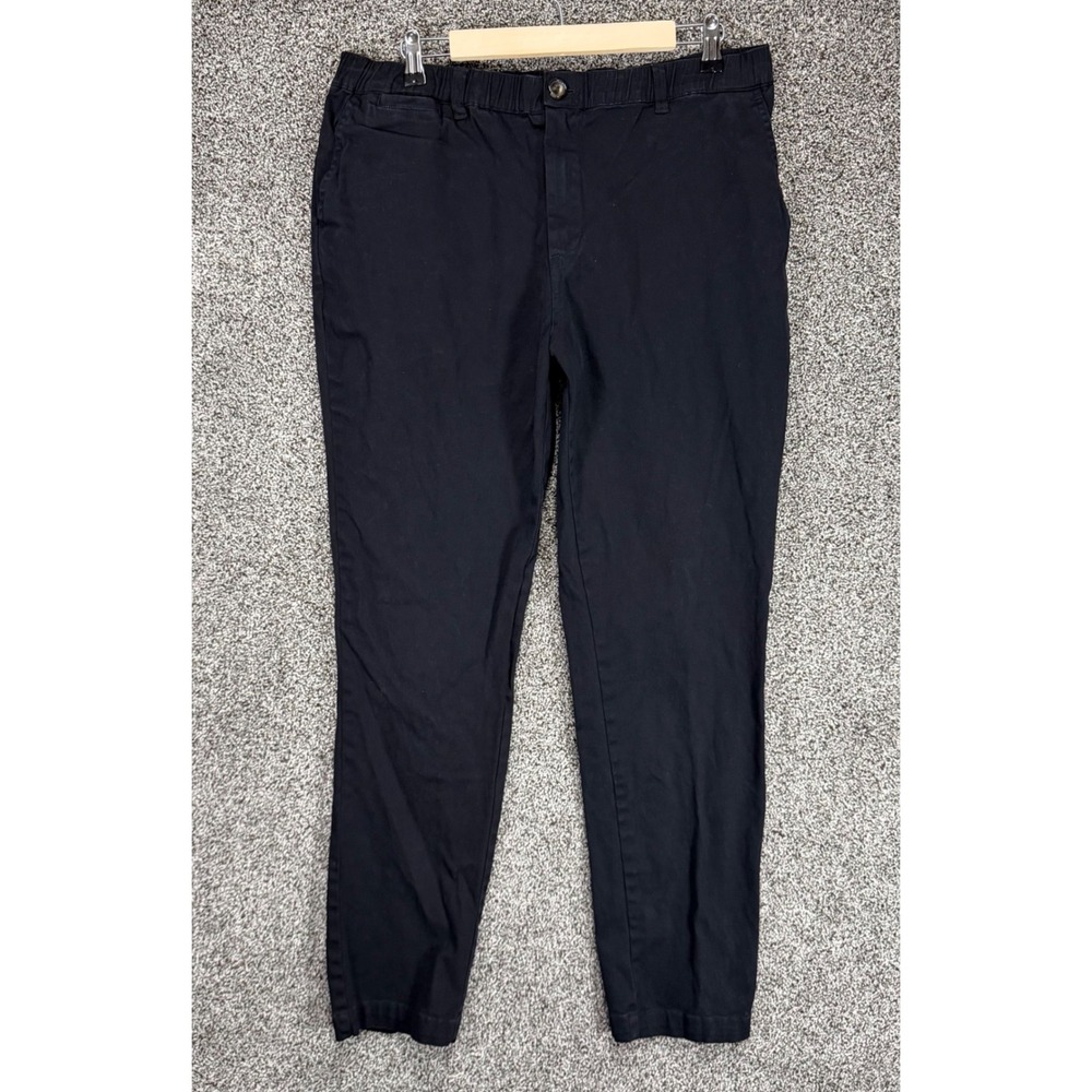 Cove USA Chino Pants Mens 34x31 Black Elastic Waist Stretch Casual Comfort